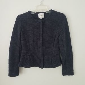 Loft Navy Textured Peplum Jacket Size XSP